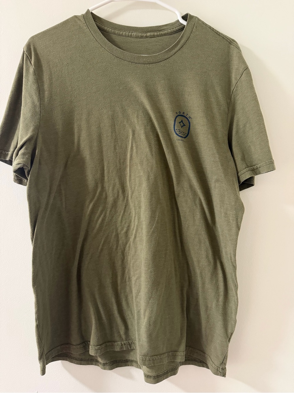Men's Olive Green Short-Sleeve Crewneck T-Shirt with Small Chest Logo